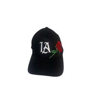 YoungLA Mens Black Snapback Hat Embroidered Rose LA Logo Baseball Cap OSFM